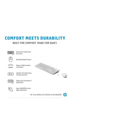 HP 230 - Keyboard and mouse set - wireless - 2.4 GHz - Estonian - white - 6