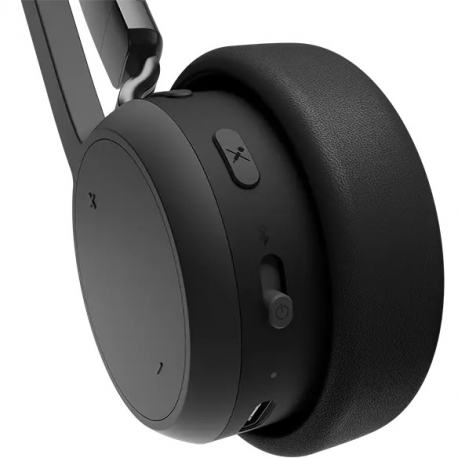 Lenovo - Headphones with mic - on-ear - wireless - black - 8