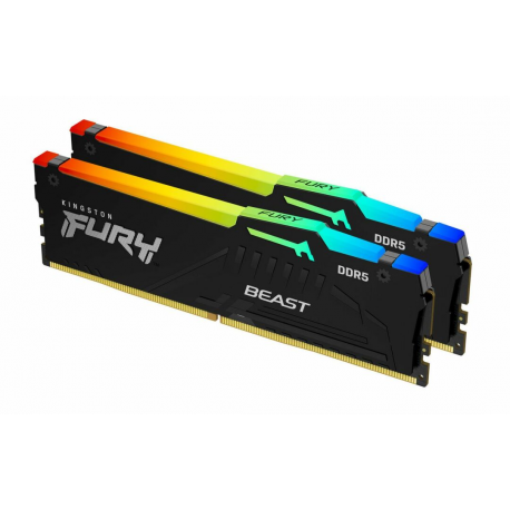 Kingston FURY Beast RGB - DDR5 - kit - 32 GB: 2 x 16 GB - DIMM 288-pin - 3000 MHz / PC5-48000 - CL36 - 1.35 V - unbuffered - on-die ECC - black - 0