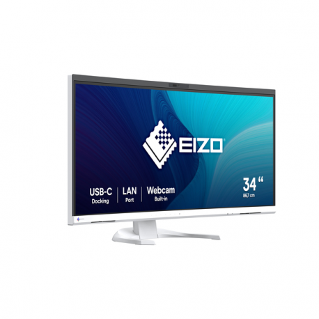 EIZO FlexScan EV3450XC-WT - With FlexStand - LED monitor - curved - 34" (34.1" viewable) - 3440 x 1440 UWQHD - IPS - 300 cd / m² - 1000:1 - 5 ms - 2xHDMI, DisplayPort, USB-C - speakers - white - 8