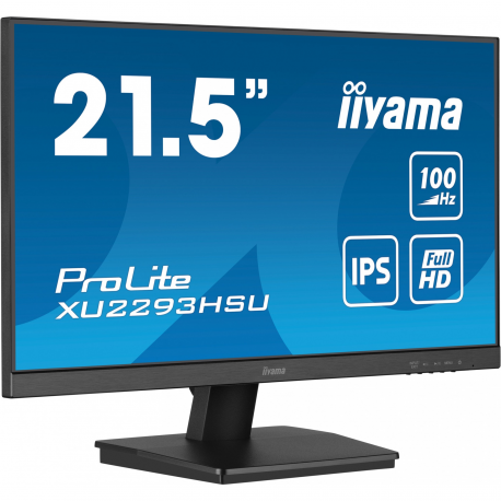 iiyama ProLite XU2293HS-B6 - LED monitor - 22" (21.5" viewable) - 1920 x 1080 Full HD (1080p) @ 100 Hz - IPS - 300 cd / m² - 1000:1 - 1 ms - HDMI, DisplayPort - speakers - matte, black - 10
