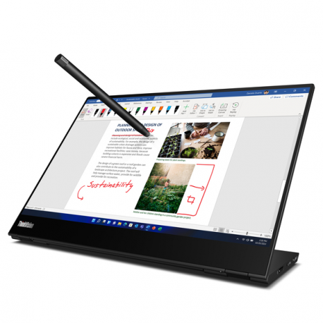 Lenovo ThinkVision M14t Gen 2 - LED monitor - 14" - portable - touchscreen - 2240 x 1400 - IPS - 300 cd / m² - 1500:1 - 6 ms - 2xUSB-C - raven black - 6