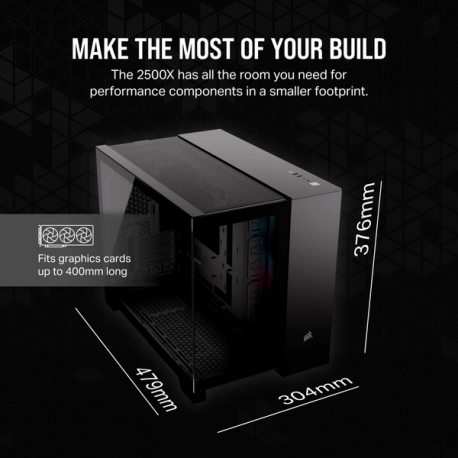CORSAIR iCUE LINK 2500X RGB - Mid tower - micro ATX - windowed side panel (tempered glass) - no power supply (ATX) - black - USB/Audio - 5