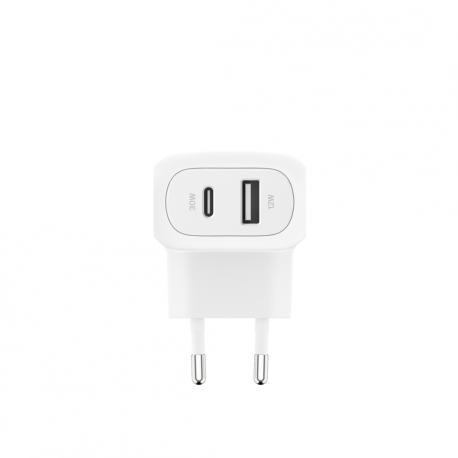 Belkin BoostCharge - Power adapter - 42 Watt - 3 A - PD 3.0 - 2 output connectors (24 pin USB-C, USB) - white - 2