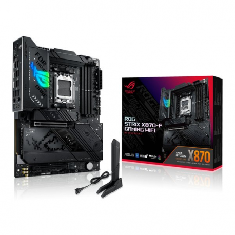 ASUS ROG STRIX X870-F GAMING WIFI - Motherboard - ATX - Socket AM5 - AMD X870 Chipset - USB4, USB 3.2 Gen 2, USB-C 3.2 Gen2, USB 3.2 Gen 1, USB-C 3.2 Gen 2x2 - Wi-Fi 7, 2.5 Gigabit LAN, Bluetooth - onboard graphics (CPU required) - HD Audio (8-channel) - 2