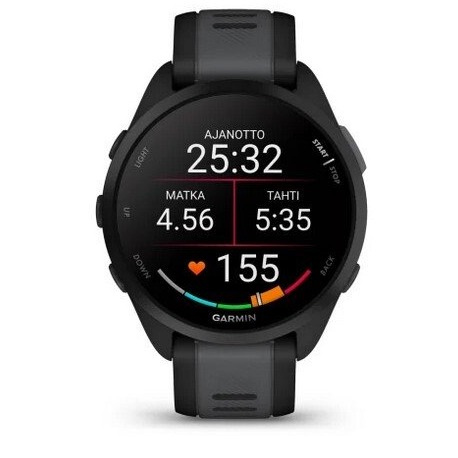 Garmin Forerunner 165 - Black - sport watch with band - silicone - slate grey - wrist size: 126-203 mm - display 1.2" - 4 GB - Bluetooth, ANT+ - 39 g - 2