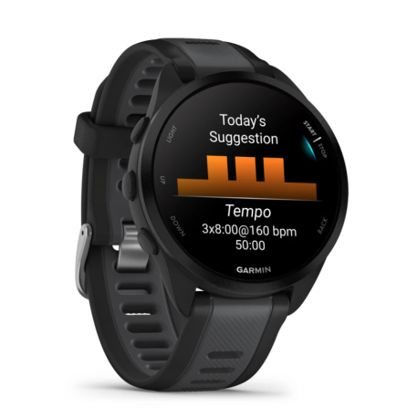 Garmin Forerunner 165 - Black - sport watch with band - silicone - slate grey - wrist size: 126-203 mm - display 1.2" - 4 GB - Bluetooth, ANT+ - 39 g - 5