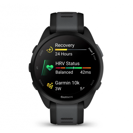 Garmin Forerunner 165 - Black - sport watch with band - silicone - slate grey - wrist size: 126-203 mm - display 1.2" - 4 GB - Bluetooth, ANT+ - 39 g - 6