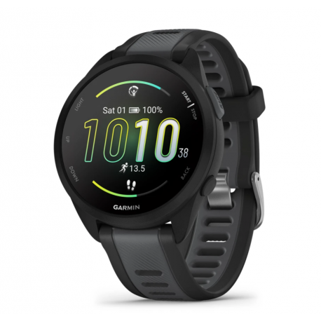 Garmin Forerunner 165 - Black - sport watch with band - silicone - slate grey - wrist size: 126-203 mm - display 1.2" - 4 GB - Bluetooth, ANT+ - 39 g - 10