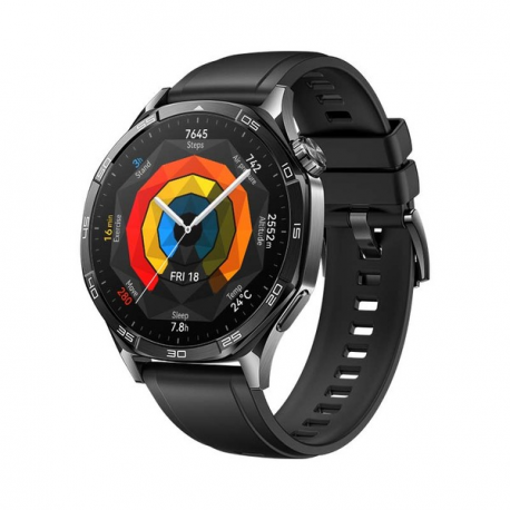 Huawei Watch GT 5 - 46 mm - stainless steel - smart watch with strap - fluoroelastomer - black - wrist size: 140-210 mm - display 1.43" - NFC, Bluetooth - 77 g - 2