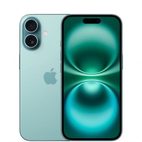 Apple iPhone 16 - 5G smartphone - dual-SIM  /  Internal Memory 128 GB - OLED display - 6.1" - 2556 x 1179 pixels - 2x rear cameras 48 MP, 12 MP - front camera 12 MP - teal - 0