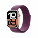 Apple Watch Series 10 (GPS) - 42 mm - rose gold aluminium - smart watch with sport loop - soft double-layer nylon - plum - wrist size: 130-200 mm - 64 GB - Wi-Fi 4, UWB, Bluetooth - 30 g