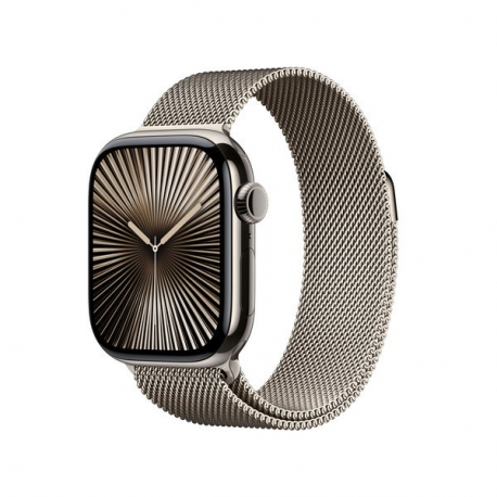 Apple Watch Series 10 (GPS + Cellular) - 42 mm - natural titanium - smart watch with milanese loop - stainless steel mesh - natural - wrist size: 130-180 mm - 64 GB - LTE, Wi-Fi 4, UWB, Bluetooth - 4G - 34.4 g - 0