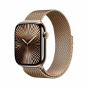 Apple Watch Series 10 (GPS + Cellular) - 46 mm - gold titanium - smart watch with milanese loop - stainless steel mesh - gold - band size: M / L - 64 GB - LTE, Wi-Fi 4, UWB, Bluetooth - 4G - 41.7 g