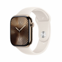 Apple Watch Series 10 (GPS + Cellular) - 46 mm - gold titanium - smart watch with sport band - fluoroelastomer - starlight - band size: M / L - 64 GB - LTE, Wi-Fi 4, UWB, Bluetooth - 4G - 41.7 g
