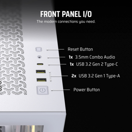 CORSAIR 3500X ARGB - Mid tower - extended ATX - windowed side panel (tempered glass) - no power supply (ATX) - white - USB/Audio - 1