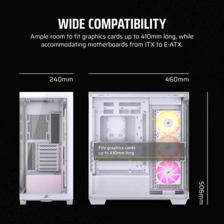 CORSAIR 3500X ARGB - Mid tower - extended ATX - windowed side panel (tempered glass) - no power supply (ATX) - white - USB/Audio - 5