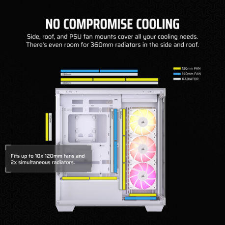 CORSAIR 3500X ARGB - Mid tower - extended ATX - windowed side panel (tempered glass) - no power supply (ATX) - white - USB/Audio - 7