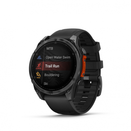 Garmin Fenix 8 - 47 mm - slate grey - sport watch with band - silicone - black - wrist size: 125-208 mm - display 1.4" - 32 GB - Bluetooth, Wi-Fi, ANT+ - 80 g - 1