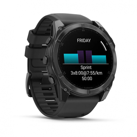 Garmin Fenix 8 - 51 mm - slate grey - sport watch with band - silicone - black - wrist size: 127-210 mm - display 1.4" - 32 GB - Bluetooth, Wi-Fi, ANT+ - 102 g - 10