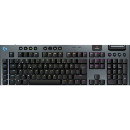 Logitech G G915 X - Keyboard - gaming, LIGHTSPEED - full size - backlit - wireless - Bluetooth, 2.4 GHz, USB-C - black - 0