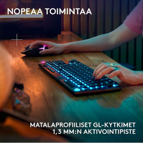 Logitech G G915 X - Keyboard - LIGHTSPEED - TKL - backlit - wireless - Bluetooth 5.0, 2.4 GHz, USB - QWERTY - Nordic (Danish / Finnish / Norwegian / Swedish) - key switch: GL Linear - black - 2