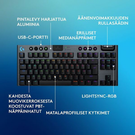 Logitech G G915 X - Keyboard - gaming, LIGHTSPEED - TKL - backlit - wireless - USB-C, Bluetooth, 2.4 GHz - black - 4