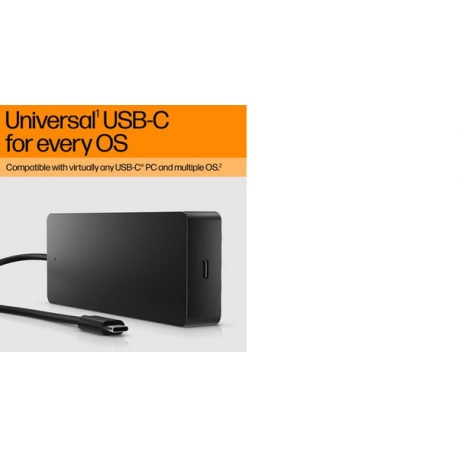 HP Universal - Docking station - USB-C - HDMI, DP - 10Mb LAN - with Laptop Charger - Europe - 6