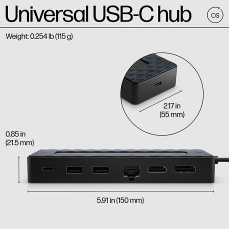 HP Universal - Docking station - USB-C - HDMI, DP - 10Mb LAN - with Laptop Charger - Europe - 7