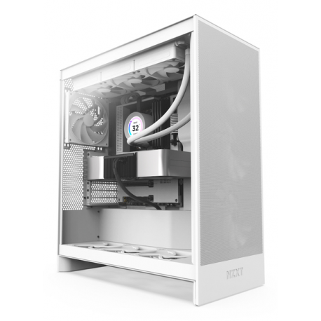 NZXT H series H7 Flow - Mid tower - ATX - windowed side panel (tempered glass) - no power supply - matt white - USB / Audio - 0