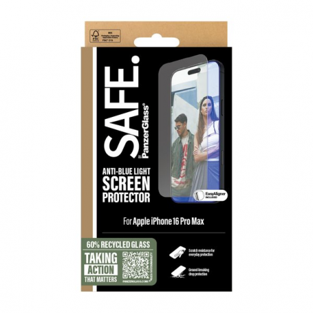 SAFE. by PanzerGlass - Screen protector for mobile phone - anti-blue light, ultra-wide fit - glass - for Apple iPhone 16 Pro Max - 1