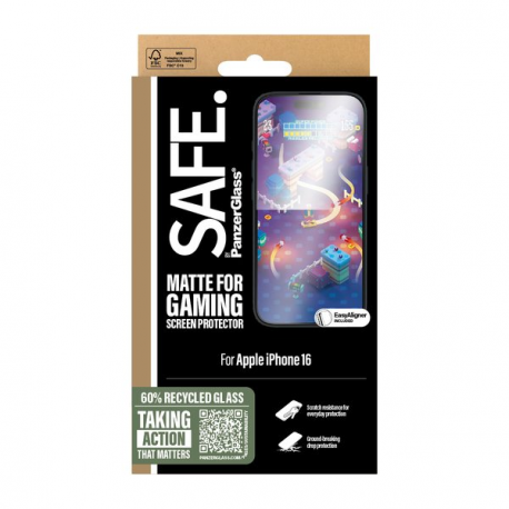 SAFE. by PanzerGlass - Screen protector for mobile phone - gaming, ultra-wide fit - glass - for Apple iPhone 15, 16 - 1