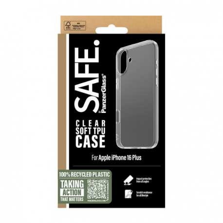 SAFE. by PanzerGlass - Back cover for mobile phone - thermoplastic polyurethane (TPU) - transparent - for Apple iPhone 16 Plus - 1