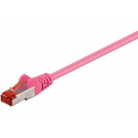 MicroConnect - Network cable - RJ-45 (M) to RJ-45 (M) - 1 m - 6 mm - SFTP - CAT 6 - halogen-free, round, stranded - pink