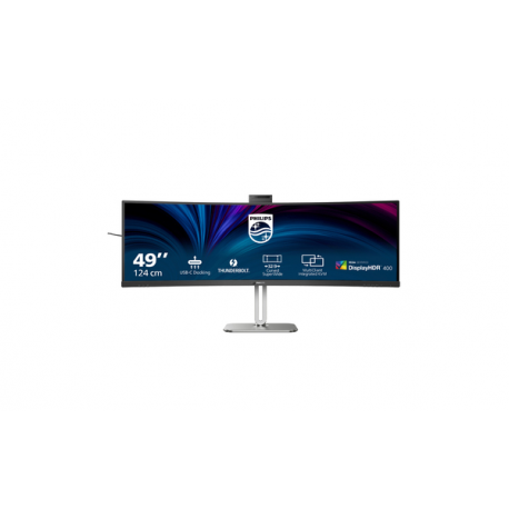 Philips 49B2U6903CH - 6000 Series - LED monitor - curved - 49" (48.8" viewable) - 5120 x 1440 SuperWide @ 100 Hz - VA - 500 cd / m² - 3000:1 - DisplayHDR 400 - 4 ms - Thunderbolt 4, 2xHDMI, DisplayPort - speakers - silver - 1