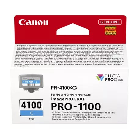 Canon PFI-4100 C - 80 ml - cyan - original - hanging box - ink tank - for imagePROGRAF PRO-1100 - 1