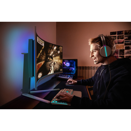 Philips Evnia 8000 49M2C8900L - OLED monitor - gaming - curved - 49" (48.9" viewable) - 5120 x 1440 Dual Quad HD @ 144 Hz - 1000 cd / m² - 1000000:1 - DisplayHDR 400 True Black - 0.03 ms - 2xHDMI, DisplayPort, USB-C - speakers with subwoofer - white - 11