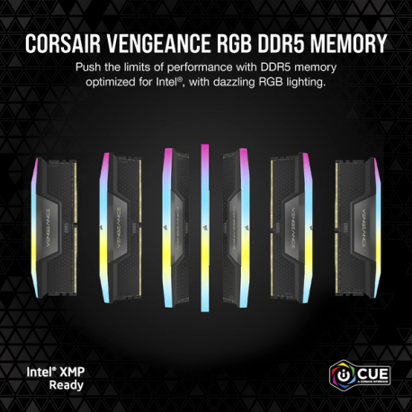 CORSAIR Vengeance RGB - DDR5 - kit - 16 GB: 2 x 8 GB - DIMM 288-pin - 2600 MHz  /  PC5-48000 - CL40 - 1.25 V - unbuffered - on-die ECC - black - 4