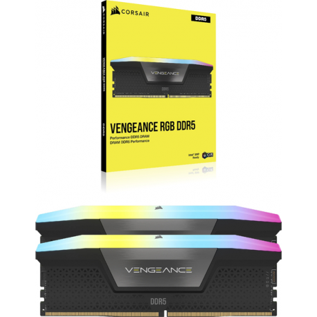 CORSAIR Vengeance RGB - DDR5 - kit - 16 GB: 2 x 8 GB - DIMM 288-pin - 2600 MHz  /  PC5-48000 - CL40 - 1.25 V - unbuffered - on-die ECC - black - 5