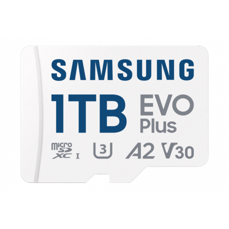 Samsung EVO Plus MB-MC1T0SA - Flash memory card (microSDXC to SD adapter included) - 1 TB - A2 / Video Class V30 / UHS-I U3 / Class10 - microSDXC UHS-I - 0