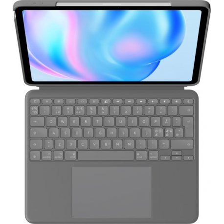 Logitech Combo Touch - Keyboard and folio case - with trackpad - backlit - Apple Smart connector - QWERTY - Nordic (Danish / Finnish / Norwegian / Swedish) - oxford grey - 1