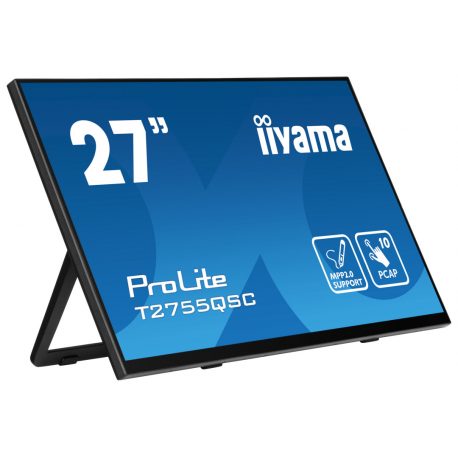 iiyama ProLite T2755QSC-B1 - LED monitor - 27" - touchscreen - 2560 x 1440 WQHD @ 75 Hz - IPS - 400 cd / m² - 1000:1 - 5 ms - HDMI, DisplayPort - speakers - matte black - 2