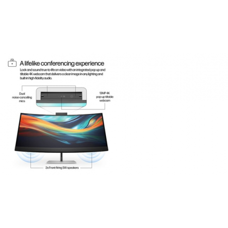 HP 740pm - Series 7 Pro - LED monitor - curved - 40" (39.7" viewable) - 5120 x 2160 WUHD @ 60 Hz - IPS - 300 cd / m² - 1000:1 - 5 ms - 2xThunderbolt 3, HDMI, DisplayPort - speakers - black, silver - 12