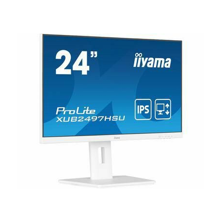 iiyama ProLite XUB2497HSU-W2 - LED monitor - 24" (23.8" viewable) - 1920 x 1080 Full HD (1080p) @ 100 Hz - IPS - 250 cd / m² - 1300:1 - 1 ms - HDMI, DisplayPort - speakers - matt white - 0