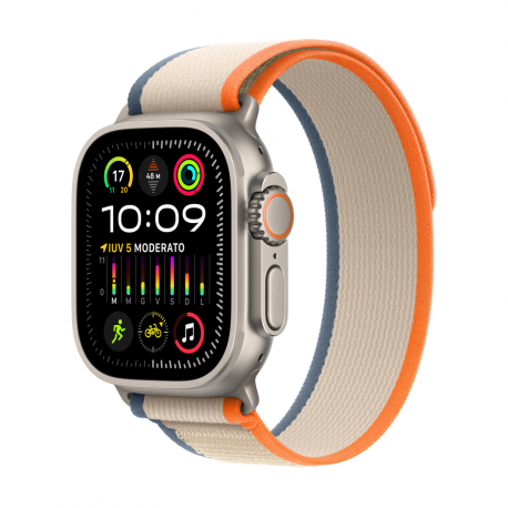Apple Watch Ultra 2 - 49 mm - titanium - smart watch with Trail Loop - nylon weave - orange / beige - band size: M / L - 64 GB - Wi-Fi, LTE, UWB, Bluetooth - 4G - 61.4 g - 0
