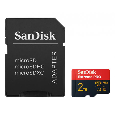 SanDisk Extreme Pro - Flash memory card (SD adapter included) - 2 TB - A2 / Video Class V30 / UHS-I U3 - microSDXC UHS-I - 3