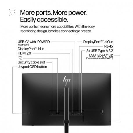 HP 527pu - Series 5 Pro - LED monitor - 27" - 2560 x 1440 QHD - IPS - 350 cd/m² - 1500:1 - 5 ms - HDMI, DisplayPort, USB-C - jet black, natural silver and jet black (stand) - 11