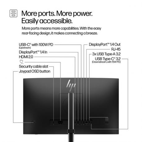 HP 524pu - Series 5 Pro - LED monitor - 24" (23.8" viewable) - 1920 x 1080 Full HD (1080p) @ 100 Hz - IPS - 350 cd/m² - 1500:1 - 5 ms - HDMI, DisplayPort, USB-C - jet black, natural silver and jet black (stand) - 1