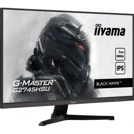 iiyama G-MASTER Black Hawk G2745HSU-B2 - LED monitor - 27" - 1920 x 1080 Full HD (1080p) @ 100 Hz - IPS - 300 cd/m² - 1300:1 - 1 ms - HDMI, DisplayPort - speakers - matte black - 2