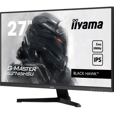 iiyama G-MASTER Black Hawk G2745HSU-B2 - LED monitor - 27" - 1920 x 1080 Full HD (1080p) @ 100 Hz - IPS - 300 cd/m² - 1300:1 - 1 ms - HDMI, DisplayPort - speakers - matte black - 4